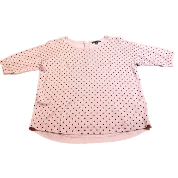 CABLE & GAUGE Peach/Pink Lightweight Short Sleeve Sweater w/ Polka Dots Size L - Picture 6 of 8